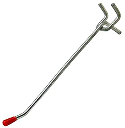 Merriway BH02323 (5 Pcs) Single Heavy Duty Pegboard Hook 225mm (8.3/4 inch) for 25mm Board Bright Zinc Plated - Pack of 5 Pieces