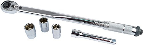 Brüder Mannesmann Drehmomentschlüssel-Set 1/2 5-tlg., präzise einstellbar, inkl. Verlängerung, robuste Ausführung, für Kfz- und Heimwerkerarbeiten, Stecknüsse 17/19/21 mm, Koffer | M18300