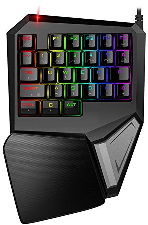 Sconosciuto Una Mano di Gioco Tastiera – 29 Tasti RGB retroilluminato Morbido Palm Rest Corpo in Metallo Plug And Play per Tutte Le Principali OS