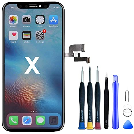 Hoonyer Écran iPhone X, LCD Ecran Tactile Digitizer Assembly avec Kit De Réparation Complet pour iPhone X Noir Modèle A1865 / A1901 / A1902 (5.8 Pouces)
