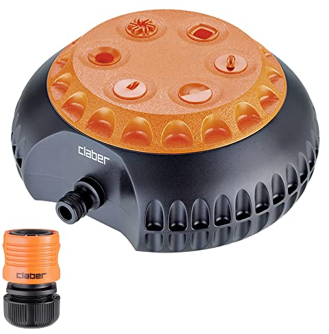 Claber Multifunktions-Sprinkler-Set 8654 mit Schlauchanschluss 1/2 8606, Schwarz und Orange