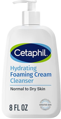 Cetaphil Cream to Foam Face Wash, Hydrating Foaming Cream Cleanser, 8 oz, For Normal to Dry, Sensitive Skin, with Soothing Prebiotic Aloe, Hypoallergenic, Fragrance Free