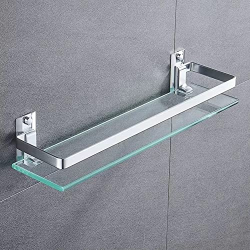Melairy Glas Duschablage Glasregal Duschregal Glasregal Glasablage für Badezimmer Wandregal Badregal Dusche Ablage Bad Gebürstet 25cm