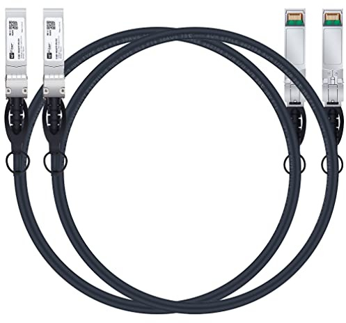 H!Fiber.com 2 Stück, 10Gb/s SFP+ DAC Kabel, 2-meter (6.6 ft), 10GBase-CU Passiv Direct Kupfer Twinax SFP+ Kabel für Cisco SFP-H10GB-CU2M, Ubiquiti, Netgear, and Other Open Switches and NIC