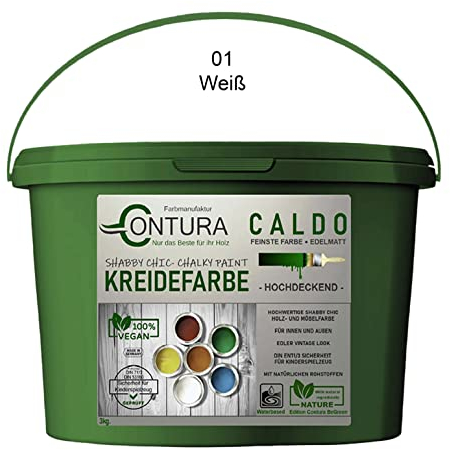 Contura BeGreen 3Kg. Kreidefarbe Shabby XL-Paintbox Chic Möbellack Lack Möbel Farbe Holzlack Natur (01 Weiß)