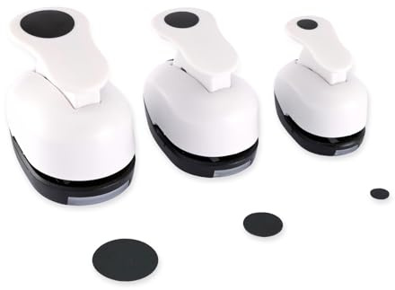 Paperfuel Cirkelstans-set, hålstansare papper, svart vitt utseende, 8, 16 och 25 mm, 3 stycken, upp till 220 g/m², för pappershantverk, klippböcker, kortpyssel, presentetiketter och mycket mer.