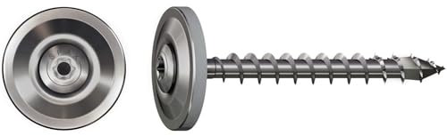 SPAX Lot de 80 vis étanches avec rondelle d'étanchéité (Ø 15 mm), 4,5 x 45 mm, tête fraisée bombée, en acier inoxydable A2, filetage complet