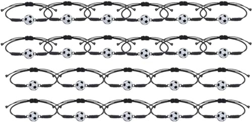 YHIJSR 22 Pezzi Braccialetti Calcio Bambini Braccialetti con Ciondoli da Calcio Regolabili Calcio Braccialetti Bambini Braccialetti Amicizia Regolabile Intrecciati