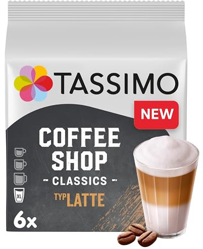 TASSIMO Coffee Shop Selections Latte Coffee Pods 6 Piece, Pack of 5, Total 30 Capsules