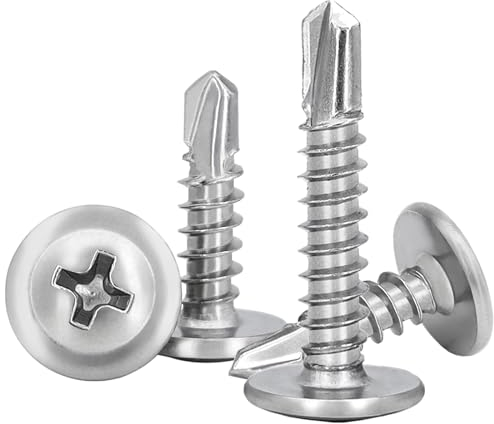 Set di 85 Viti Autofilettanti per Lamiera, Ø4.8x13mm,Viti Autoperforanti 410 Acciaio Inox,Testa Larga Bombata, PH/Cruciforme,M4.8 Viti Autoforanti per Metallo,Colore Argento