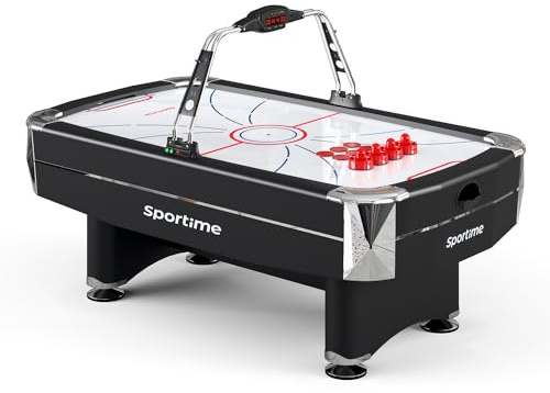 Sportime Airhockeytisch Blizzard | Freizeit Airhockey-Tisch mit Luft-Gebläse, Elektronischem Zähler, 4X Schlägern, 6X Pucks | 116 kg | 213x122x81cm | Einsatzbereiche Privat