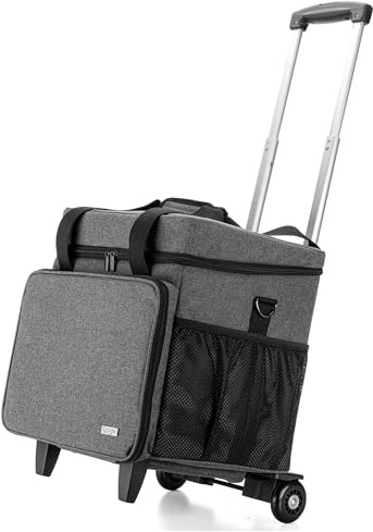 Luxja Rolling Teacher Tragetasche mit Bodenstützpolster, multifunktionale Lehrertasche mit abnehmbarem Dolly (patentiertes Design), grau, Modern