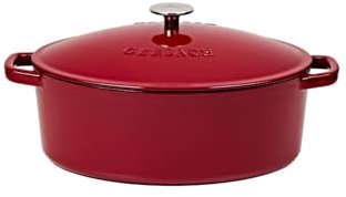 Gerlach 1760 Gusseisenpfanne 5,5 l Gusseisen Bräter Mit Deckel Cocotte Für Alle Herdarten Backofen Bordeaux Natur Iron