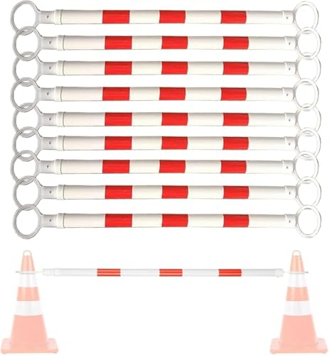 KAnduo Barra de Seguridad Ligera Juego de 10 Conos de tráfico retráctiles, Poste de conexión cónico de plástico for Obras Viales