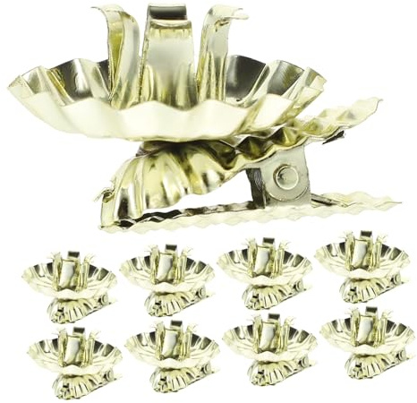 HEATSHAKING 10 Piezas Clips de Metal para Velas Soportes Decorativos Hierro para Árboles de Navidad Portavelas para Fiesta Xmas Base C Color Dorado