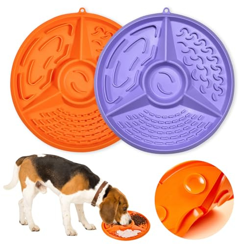 Vlecexs Alfombra para Lamer Perros, 2 Piezas Alfombrillas para Lamer Perros y Gatos con Ventosas, Alimentador Lento para Aliviar la Ansiedad para Bañar Alimentar y Entrenar