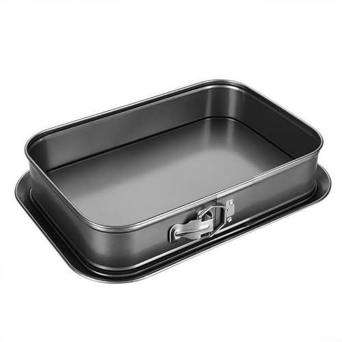 Besttoolifes Tortiera rettangolare con fondo rimovibile, vassoio per cheesecake in acciaio al carbonio, antiaderente a sgancio rapido, anche calore, lavabile in lavastoviglie, 28 x 18 cm