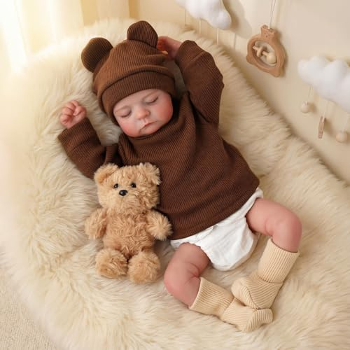 BABESIDE Bambole Reborn Maschio – 17 Pollici Bambola Realistica con Corpo in Stoffa, Reborn Neonato con Abiti e Accessori per Bambini dai 3 Anni in Su