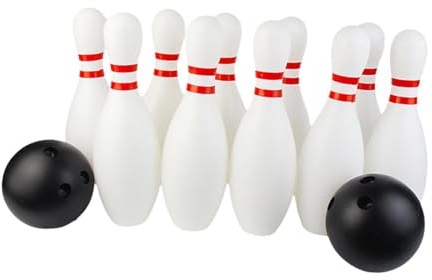 rongweiwang Familjebowlingspel med bowlingspel för barn, käglor och boll, inomhus- och utomhussportaktiviteter, miniset för inomhus- och utomhussporter, vit svart, 30 cm