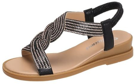 Genérico Sandalias Ortopedicas Mujer De Mujer, Estilo Veraniego, Para Playa, Talla Grande, Con Tacón Aguja, Informales, Verano, Viajes (Negro, 35) Hebilla Alpargatas Cuña Negra 34 Zapatos