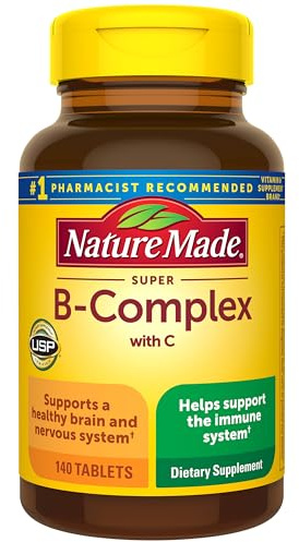 Nature Made Super B Complex with Vitamin C & Folic Acid, B Complex Vitamins for Women and Men, Dietary Supplement for Immune Support, 140 Tablets, 140 Day Supply