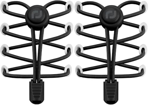 RJ-Sport Shoe Laces Tieless 2 Pack - No Tie Shoe Laces for Kids & Adults Sneakers (Black & Black)