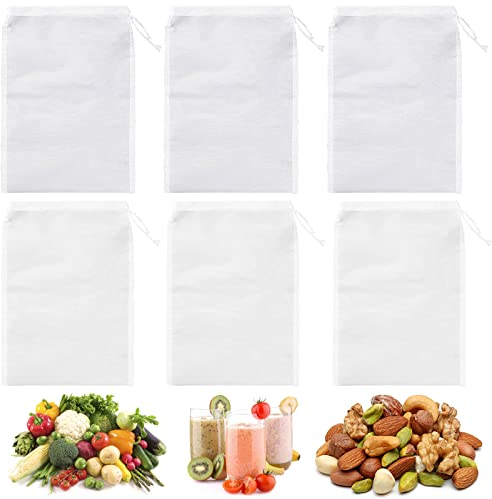 6 Pezzi Tessuto Filtrante in Nylon Sacchetto Filtro Birra Riutilizzabile Borsa per Latte Panno Filtro Trasparente Sacchetto Filtro per Latte di Mandorle per Succhi, Vino, Caffè e Latte di Noci