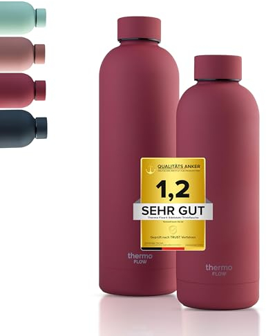 Thermo Flow® Edelstahl Trinkflasche – BPA-frei, Auslaufsicher, Isolierflasche doppelwandig – ideal für Schule, Outdoor, Büro & Reisen (Kastanienbraun,750ml)