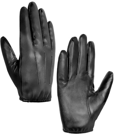 MELLIEX Guanti Uomo Faux Pelle, Touchscreen Moda Guanti Pelle Artificiale Mittens Sottili Sfoderati per Esterno, Nero