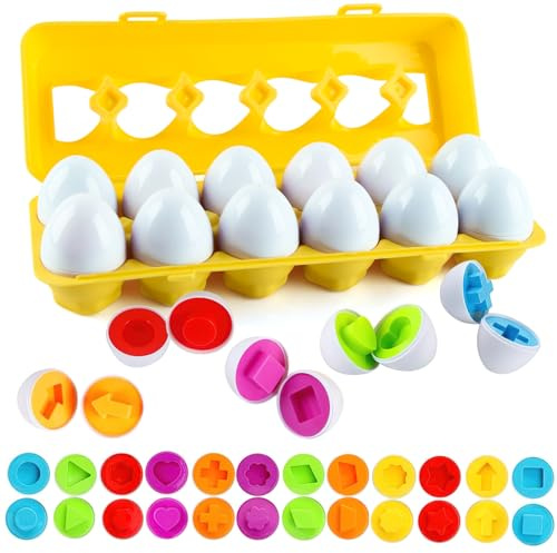 dellyy Oeuf de Paques, Correspondant Puzzle Oeufs, Oeufs Jouets Paques, pour Les Tout-Petits Enfants d'âge Préscolaire Garçons Filles