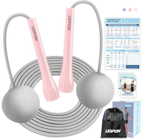 Springseil Erwachsene Fitness, Springseil Ohne Seil Mit Großer Kabelloser Ball & Trainingsposter, ABS Einstellbar Rutschfeste Griffe Workout 3M Jump Rope für Männer, Frauen, Kinder & Erwachsene