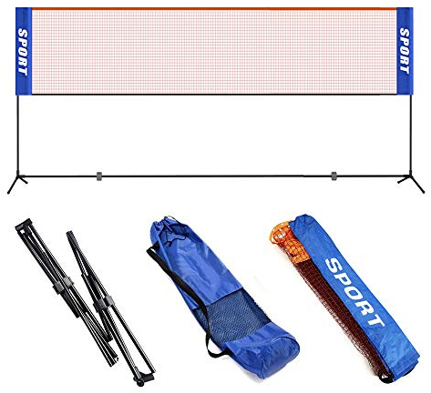 Badmintonnetz Badminton Netz mit Stand-Tragetasche, Tennisnetz 3.1m/4.1m/5.1m/6.1m Tragbares Volleyball faltbares Federballnetz Outdoor Trainingsnetz