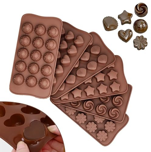 6 Stück Pralinenform Silikon, Pralinen Schokoladenform, Silikonform Pralinen, Antihaft Pralinenform Silikon Backform Pralinen 3D Süßigkeitenformen für Backen