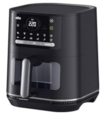 Braun MultiFry 5 HF5073IBK, 3-in-1 Heißluftfritteuse, 6L Airfryer, 80-220°, 20 Programme, spülmaschinenfester Korb, Touch-Bedienung, RealOven-Technologie, 2000W, Schwarz