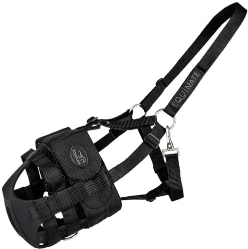 Equinate Fressbremse Airflow mit Nasenlöchern Pony | Stufenlos Verstellbarer & atmungsaktiver Maulkorb für Pferde & Ponys | Reguliert die Futteraufnahme und sorgt für maximale Luftzirkulation