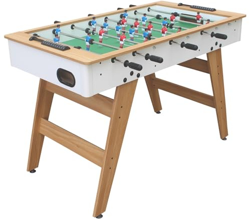 Happy Garden Futbolín 120 cm Blanco y Madera - 4 Jugadores, Uso Interior, diseño Moderno, diversión en Familia