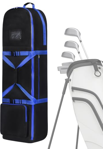 Penlimly Sac De Golf pour Voyage - Protecteur De Driver avec Roues,Organisateur De Clubs Pliable Et Imperméable Aux Intempéries pour Voyage Plage Avion Femmes Hommes Et Pratique en