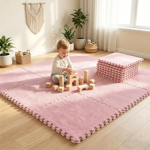 12 stycken sammankopplade plyschpusselmattor, 30 x 30 cm skum pusselmattor golv, pusselmatta baby, matta kakel skum golvmatta, vardagsrum sovrum matta kakel, rosa