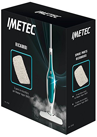 Imetec 8140 Kit Ricambi 3 Panni In Microfibra Per Scopa A Vapore Imetec Master Vapor SM01, Bianco