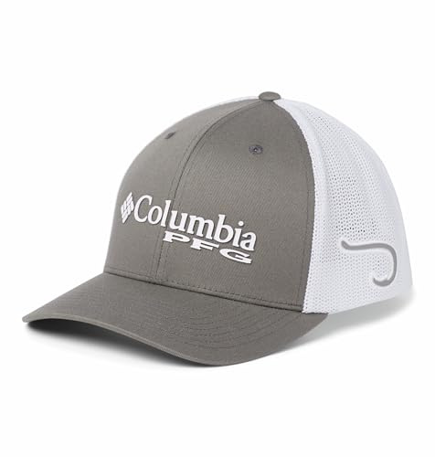 Columbia Unisex PFG Logo Mesh Ball Cap, Titanium/Hook, L/XL
