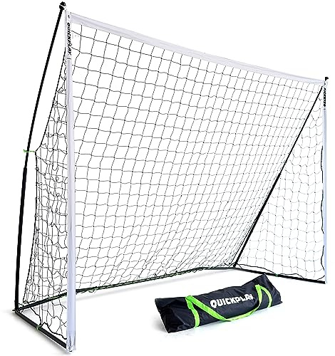 QuickPlay Kickster 3x2m Portable Football Goal - Quick Setup Futsal Football Goals for Garden with Net - Official Futsal Size Goal for Kids & Youth Training - Flexi-Post Since 2007