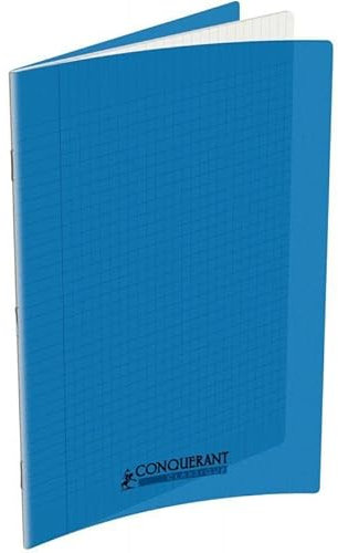 Conquérant Cahier Classique 24x32cm Grands Carreaux Seyès 48 Pages Agrafées Couverture Polypro Bleu