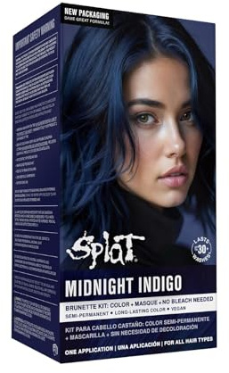 Splat Midnight Indigo Vegan and Cruelty-Free Semi-Permanent Hair Color Dye, 6 Fl Oz