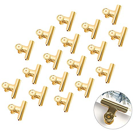JUYOO Binderklammern, JUYOO 30 Stück, 22 mm, Büroklammern, Briefklammern, Bulldoggenklammern für Bilder, Fotos, Küche, Zuhause, Büro, Zubehör, Gold