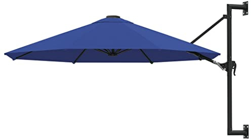 vidaXL Sonnenschirm Wandmontage mit Metallmast Wandschirm Ampelschirm Balkonschirm Gartenschirm Terrassenschirm Schirm Balkon 300cm Blau