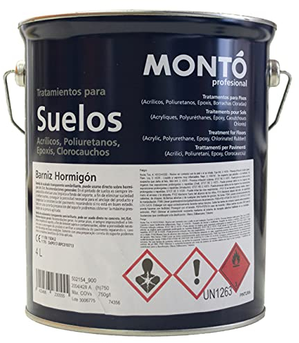 Montó Resina Barniz para Hormigón Impreso Semibrillo color Transparente AL DISOLVENTE (Transparente 4L)