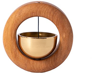 TREELF Magnetic Shopkeepers Bell for Door Opening,Golden Silk Wood Door Chimes When Door Opens,Doorbell Chime,Office Ornaments Decoration for Entrance, Fridge Sticker and Barn Door Housewarming Gift