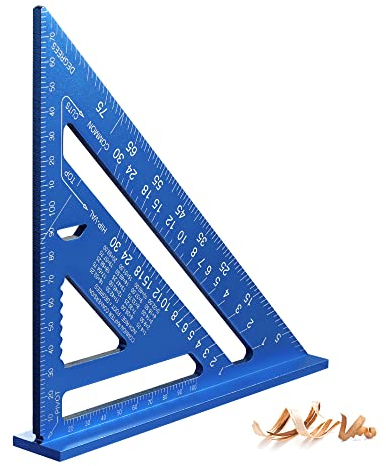 WORKPRO Escuadra de Carpintería, Regla de Triángulo 180mm, Herramienta de Medición para Carpintero, Escuadras para Carpintería, Cuadrado de Carpintero de Aleación de Aluminio