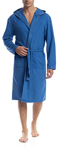 o-day Accappatoio Microfibra Uomo Donna Salvaspazio Unisex per Adulti con Cappuccio e Tasche Ideale per Viaggio Piscina Palestra Leggero Morbido (L, ROYAL)