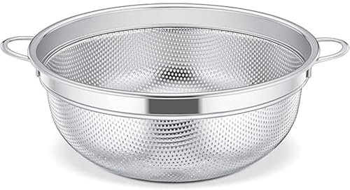Roysmart Sieb Edelstahl, Nudelsieb Küchensieb mit Griffen, 20cm Mikroperforiertes Abtropfsieb Seiher zum Ablaufen & Spülen, Sieb für Nudel, Gemüse, Obst, Reis